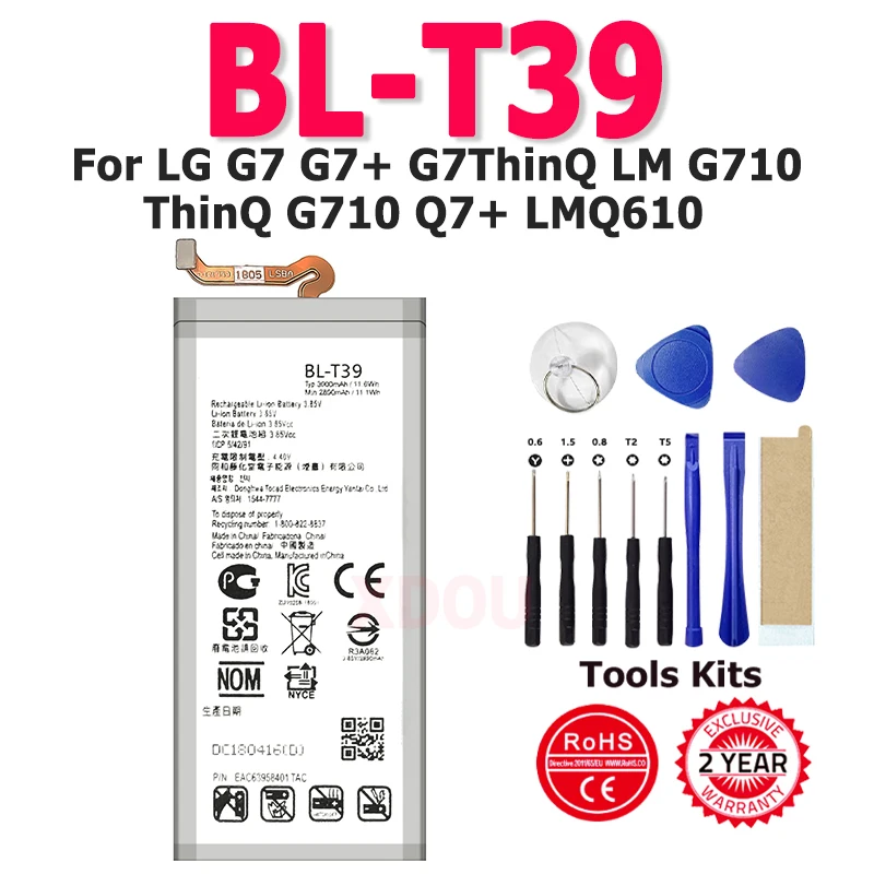 NEUE BL-T39 Batterie Für LG G7 Q7 G7 + G7ThinQ LM G710 BLT39 3000 mAh Smartphone Bateria + kostenlose tools Image