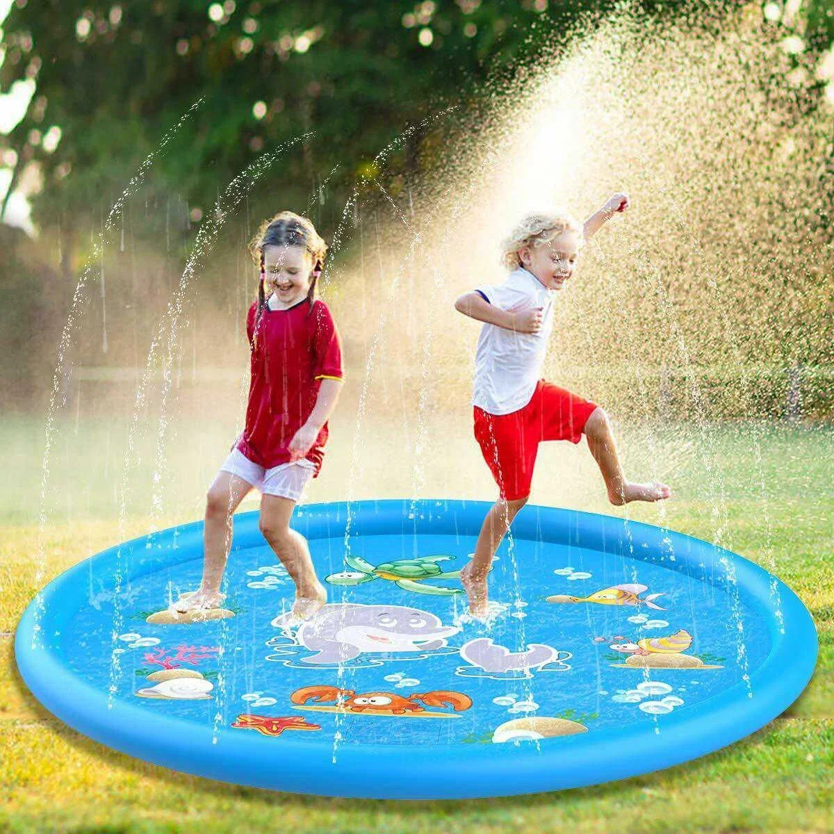 100/170 cm Kinder Spielen Aufblasbare Wasser Sprinkler Pad Strand Spray Matte Outdoor Spiel Spielzeug Rasen Schwimmen Pool Matte kinder Spielzeug