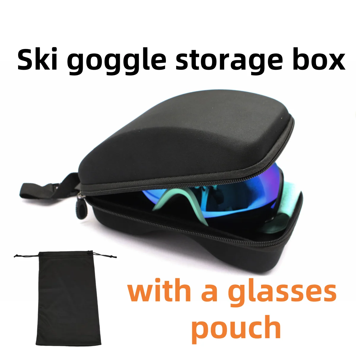Skibrillenetui EVA-Brillen Schutzhülle für Brillen von Snowboard-Brillenetui mit Karabiner ohne Skibrille Image