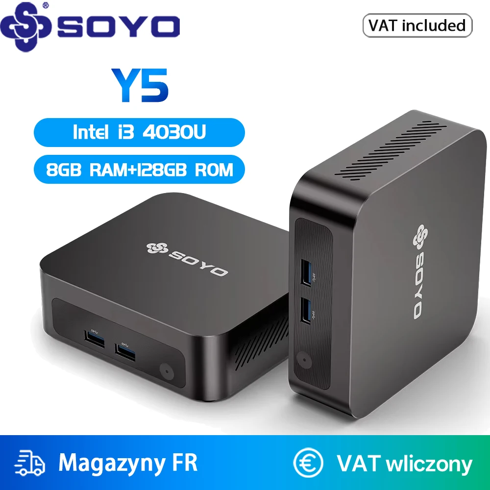 SOYO Y5 Mini-PC i3-4030U Prozessor 8GB RAM 128GB SSD Windows 11 PRO Bluetooth WIFI5 Unterstützt 4K-Display Mini-Computer