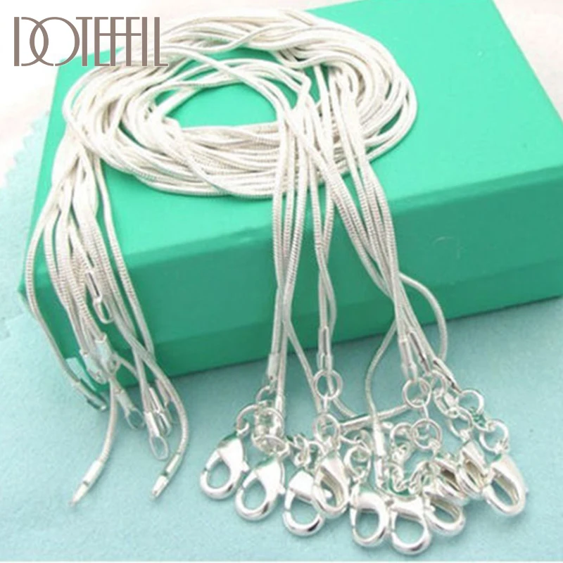 DOTEFFIL 925 Sterling Silber 5/10 teile/los 16/18/20/22/24/26/28/30 Zoll 1,2mm Schlange Kette Halskette Für Frau Mann Mode Schmuck Image