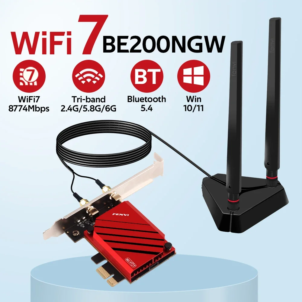 WiFi 7 BE200 PRO PCIe Wireless WLAN-Adapterkarte Tri-Band Bluetooth 5.4 für Intel BE200NGW WiFi7 2,4G/5G/6GHz Win 10/11 64bit Image