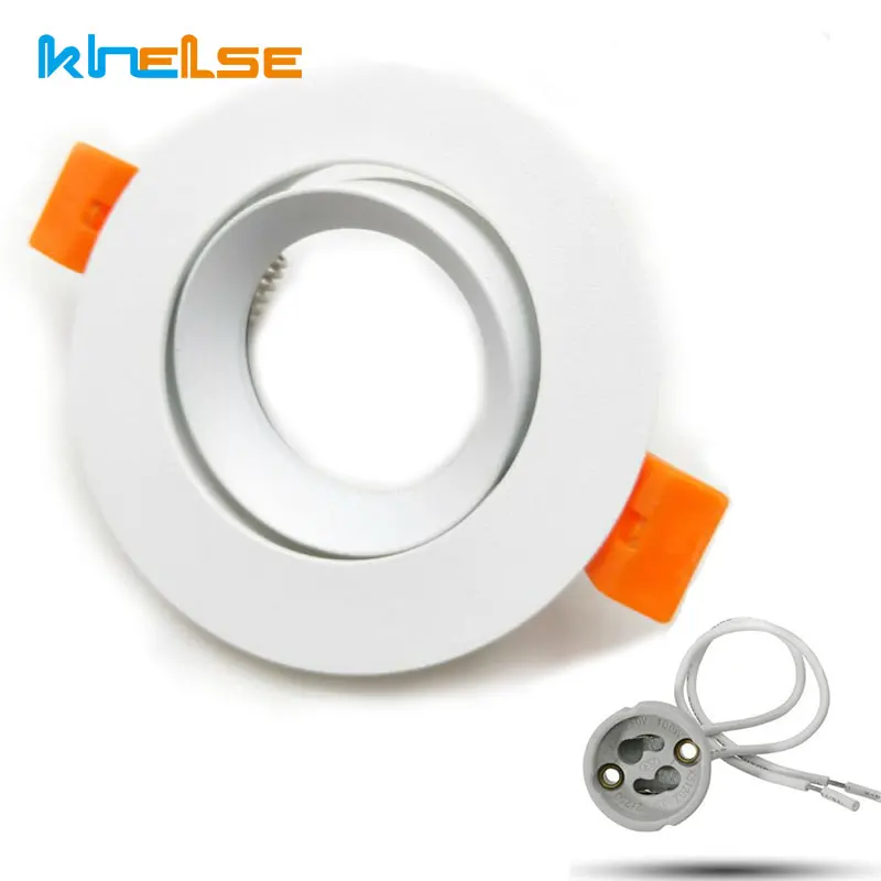 Runde Weiße Einbau FÜHRTE Decke Licht Spotlight Leuchte GU10 MR16 Fassung Downlight Montage Verstellbare Rahmen Gehäuse Fest Image