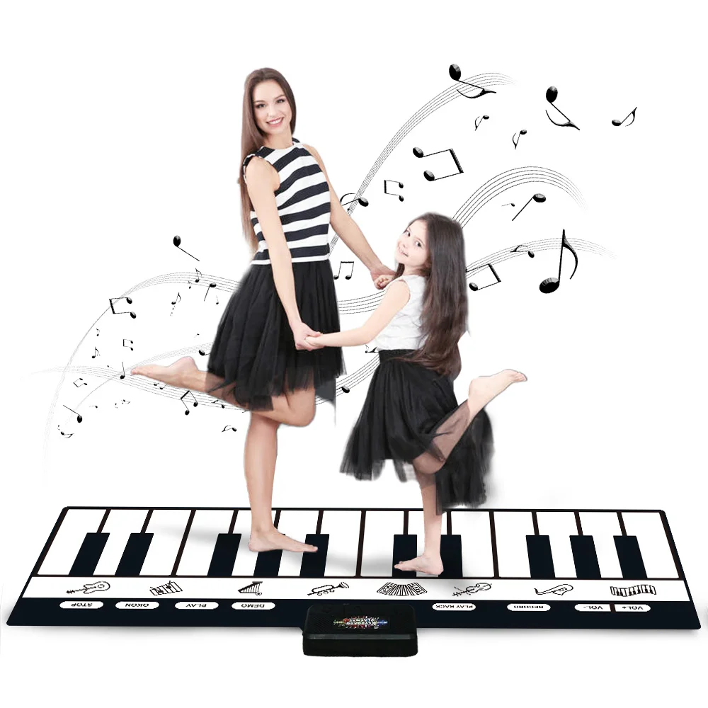180x72cm Elektronische Musik Teppich Schwarz & Weiß Tastatur Kinder Spielen Klavier Matte Baby Spielen Matte Teppich frühen Pädagogisches Spielzeug Geschenk Image