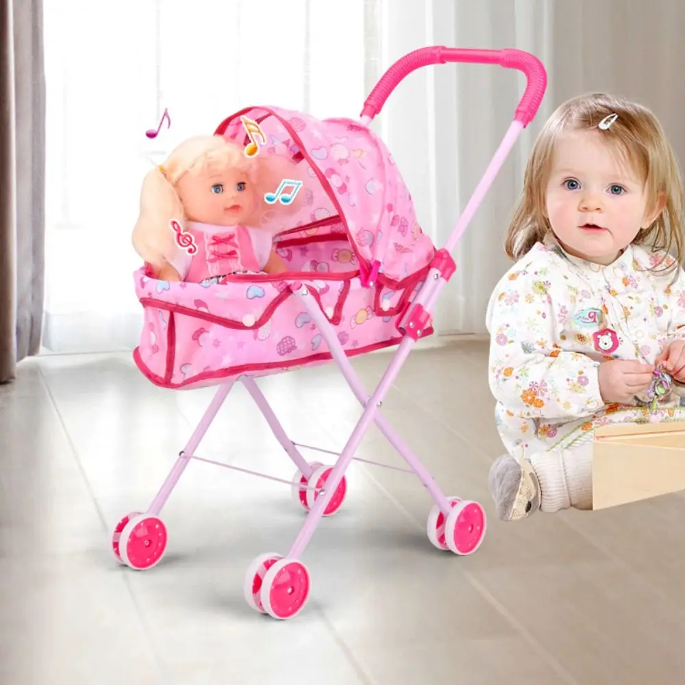 Puppen Kinderwagen Kinderwagen Spiel Kinderhaus Zubehör Möbel Spielzeug Rollenspiel Spielzeug für Kleinkinder Kleine Mädchen Jungen Kinder