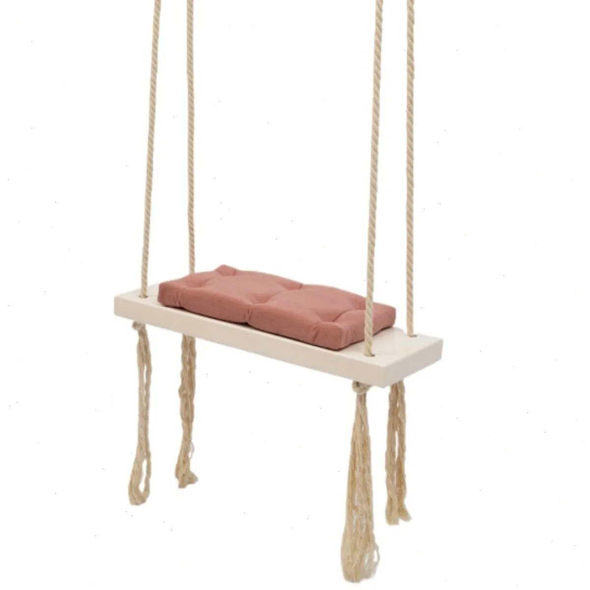 Kinderschaukelsitz, rosa Schaukel mit Holzbrett und Schaumstoffpolster, Hängesessel aus dickem Baumwollseil für Schlafzimmer, Kinderzimmer, Spielplatz