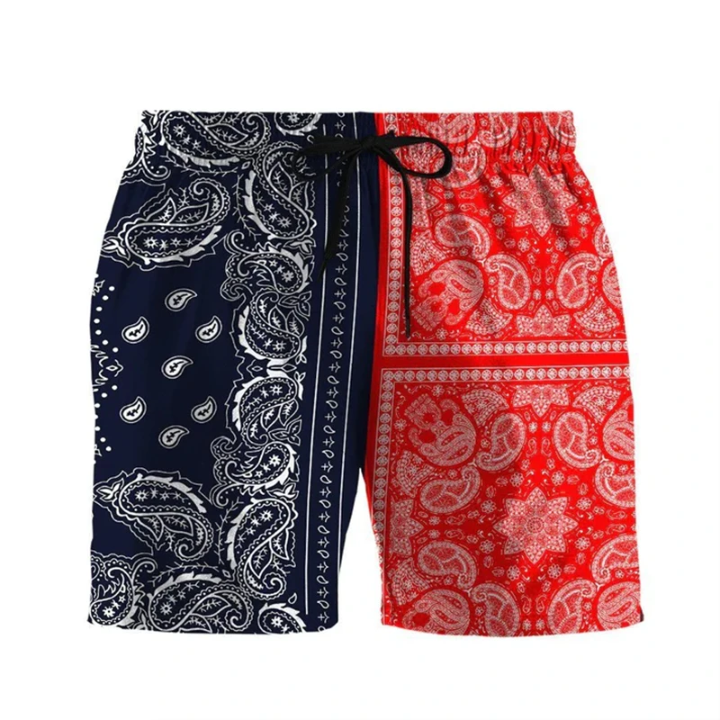 Paisley Fashion Strand-Badeshorts für Herren, 3D-Druck, schnell trocknend, mit Kordelzug, Boardshorts, einfache, quadratische, karierte Surf-Badehose Image