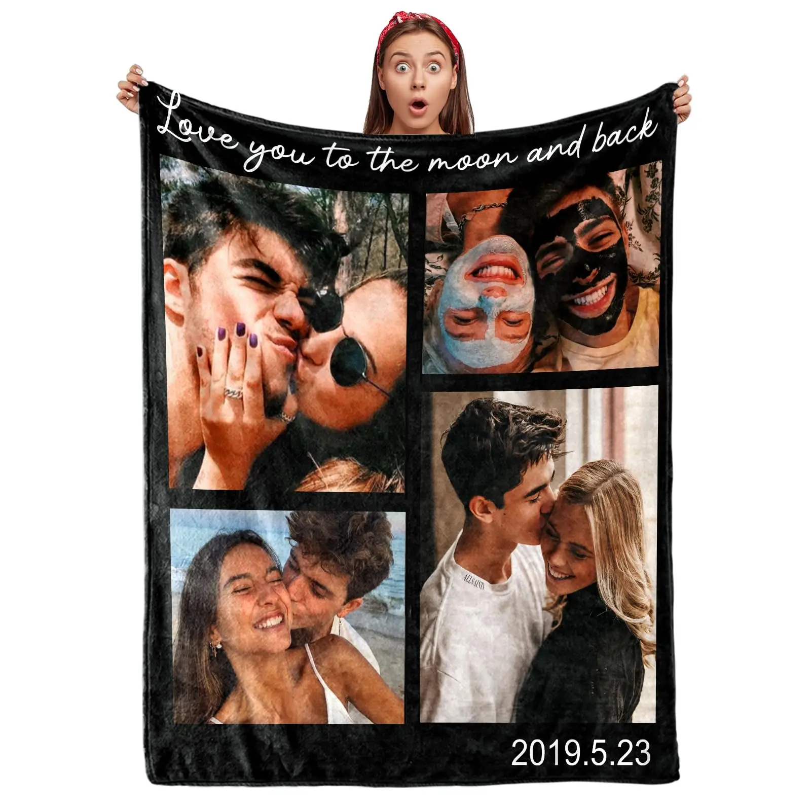 Paar-Geschenke, individuelle Decke mit Fotos, personalisierte Flanell-Überwurf, Weihnachtsdecken, Geschenke für Freund, Freundin Image