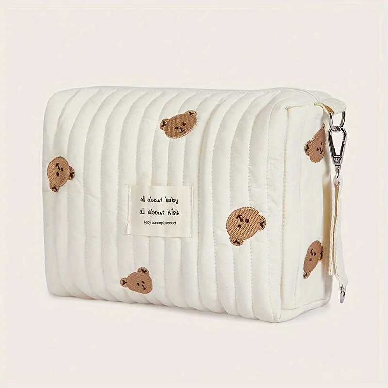 22X16X9CM Kinderwagen Tasche Tragbare Nette Bär Windel Lagerung Tasche Leicht zu Reinigen Zipper Stickerei Tasche multifunktionale Mama Tasche Image