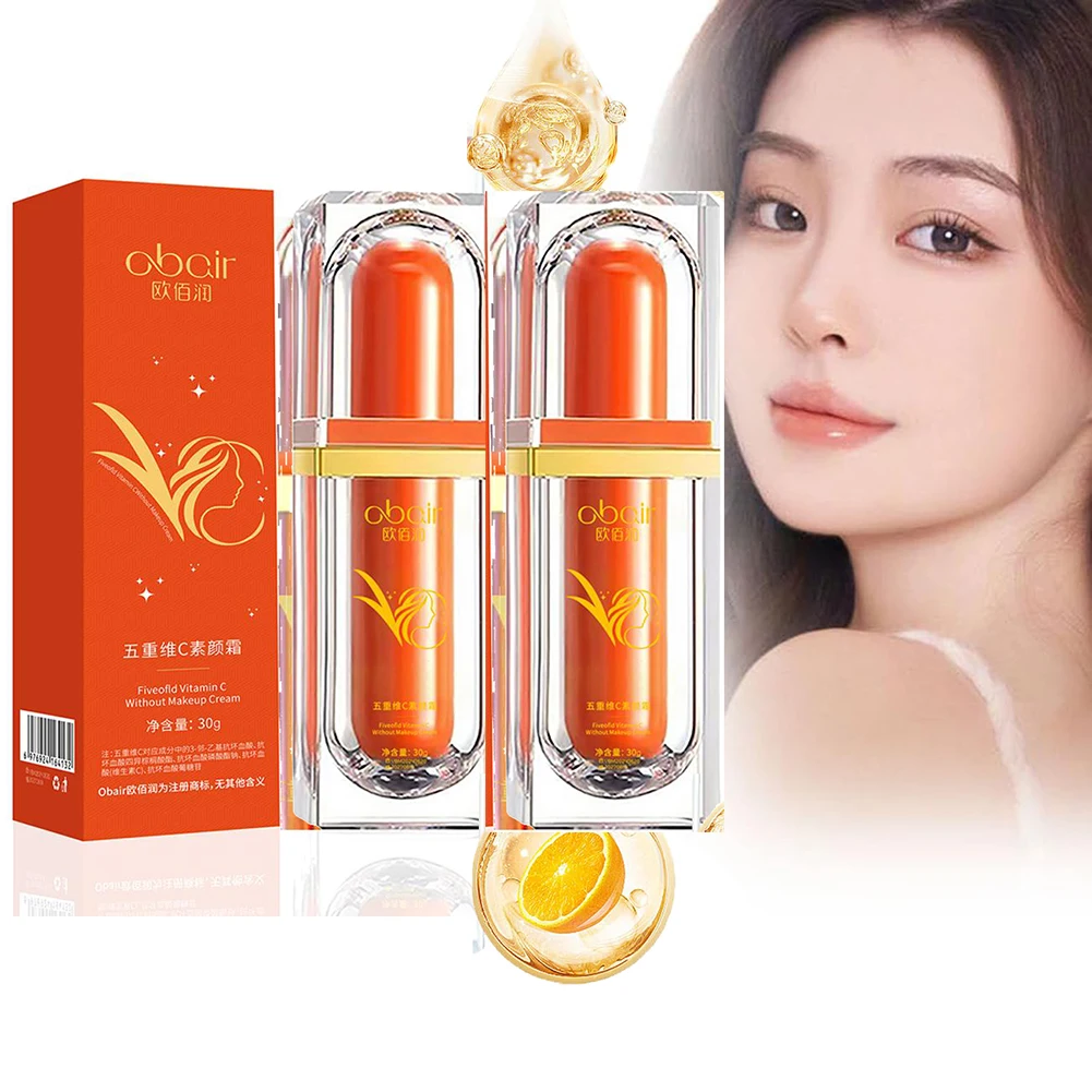 1/2PCS Fünf Vitamin C Ton Up Creme Vitamin C BB Creme Feuchtigkeitsspendende Gesicht Feuchtigkeitscreme Verbergen Poren wasserlicht Make-Up Faul Concealer Image