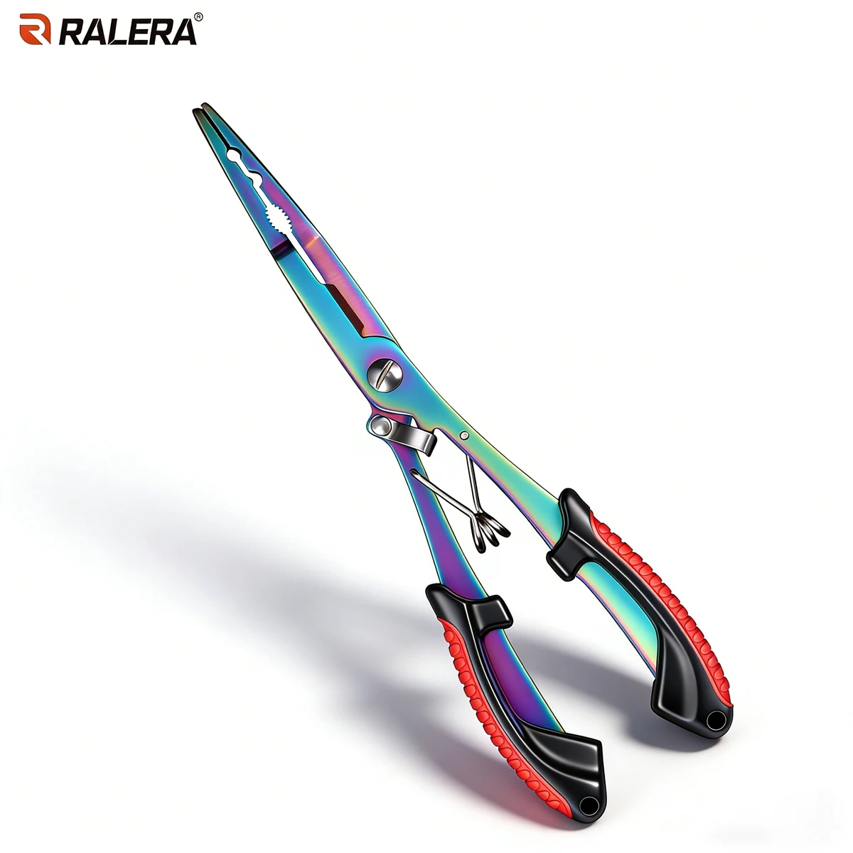 RALERA Multifunktionale Angelzange | Regenbogen-Titanbeschichtung | Hakenlöser, Schnurschneider & Splitringzange Image
