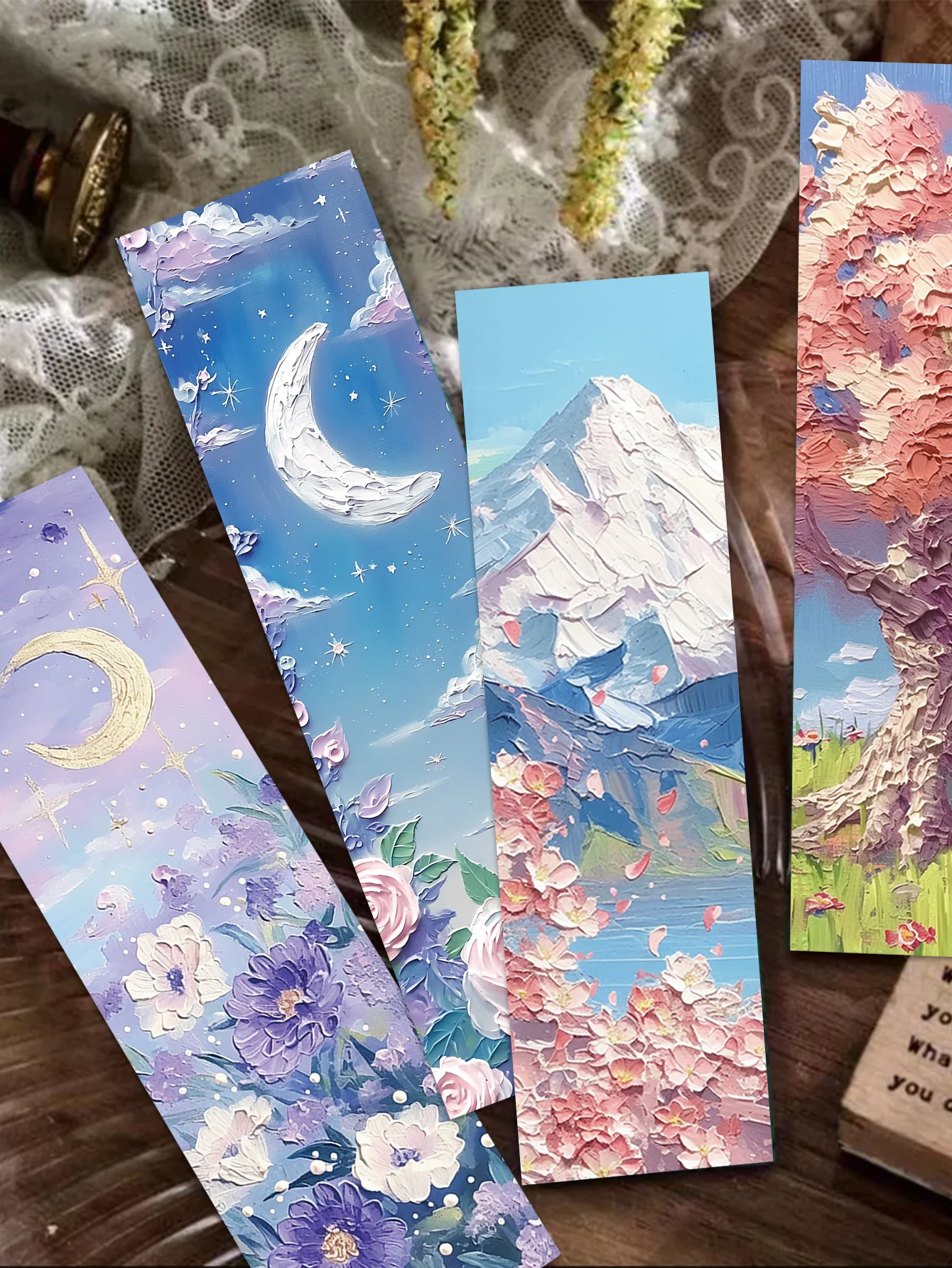 30PCS Schöne Lesezeichen Prägen Ölgemälde Stil Papier Lesezeichen Märchen Landschaft Student Schreibwaren Image