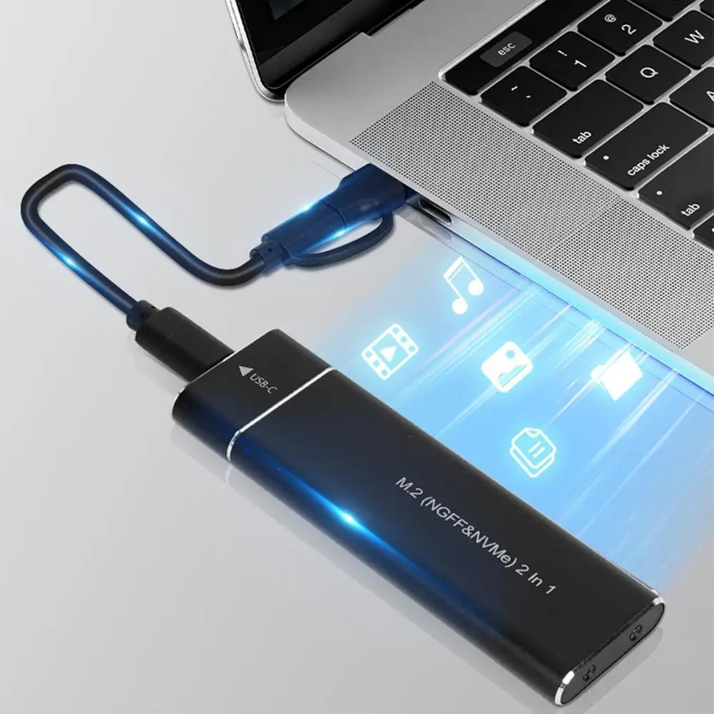Dual Protocol M2 SSD-Gehäuse M.2 NVMe SATA SSD-Gehäuseadapter 10 Gbit/s USB 3.1 Typ C externes Gehäuse unterstützt M- und B&M-Tasten Image