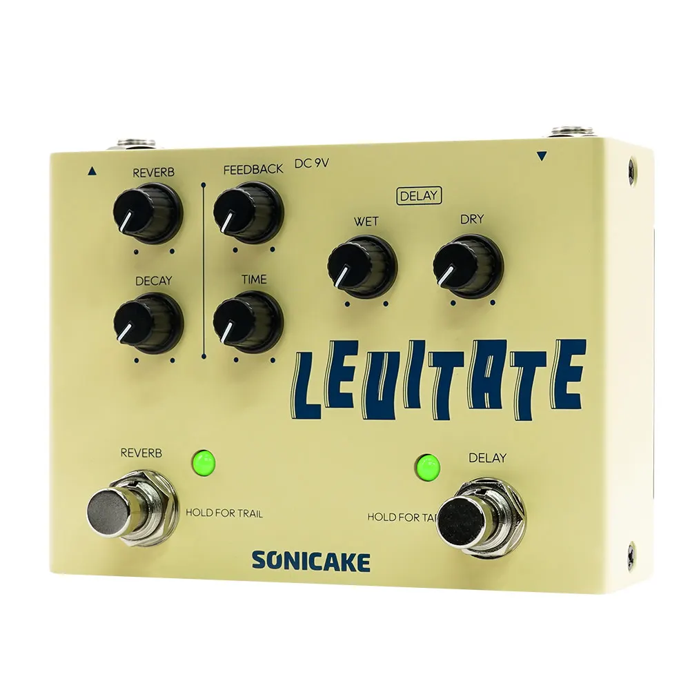 SONICAKE Levitate Dual Footswitch Stompbox Digital Delay and Reverb Gitarreneffektpedal QDS-02 Image