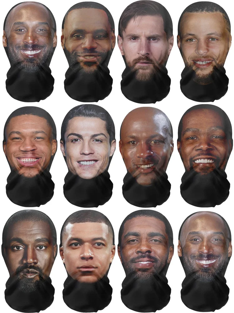 Neue 3D-gedruckte Kanye-Maske, elastische Mesh-Vollgesichtsmaske für Männer und Frauen, Cosplay-Kopfbedeckung, Hip-Hop-Mode, Sturmhaube, Kapuze, Kopfbedeckung