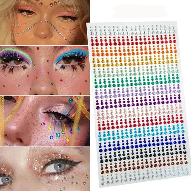 Bunte glitzernde Strass-Aufkleber, bunte funkelnde 3D-Schmuck-Perlenaufkleber, Tattoo-Aufkleber, Augen- und Gesichts-Edelstein-Dekor Image