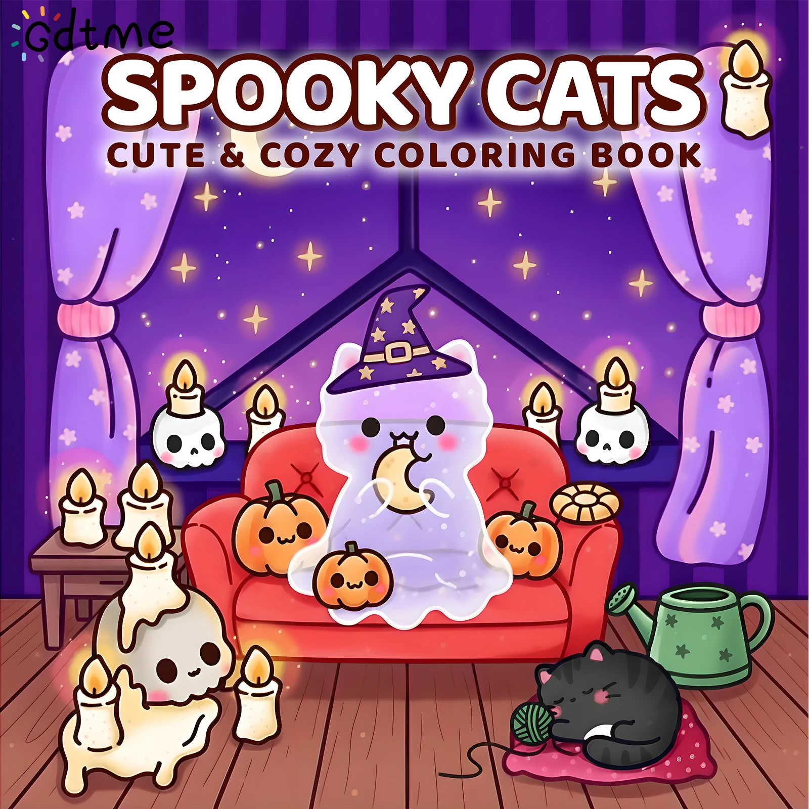 SPOOKSY CATS Malbuch für Erwachsene, Cartoon-Muster mit kräftigen und einfachen Linien, Stressabbau und Entspannung, DIY-Graffiti-Malbuch Image