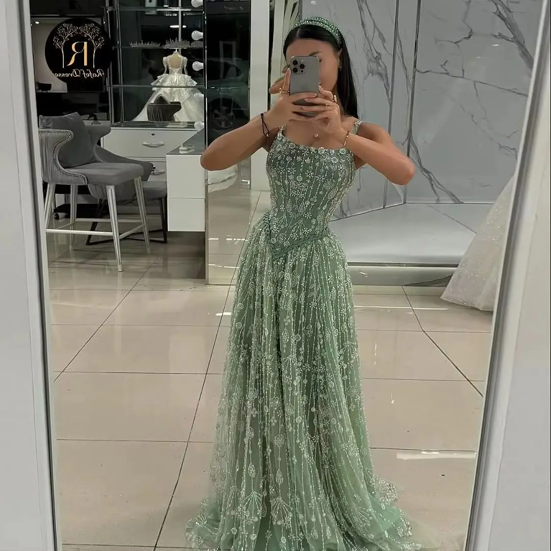 Aileen فسات Mohamed 1914ة Luxuriöse Damen-Abendkleider für besondere Anlässe Grün Maßgeschneidert Vestidos De Festa A-Linie Abschlussball 2025