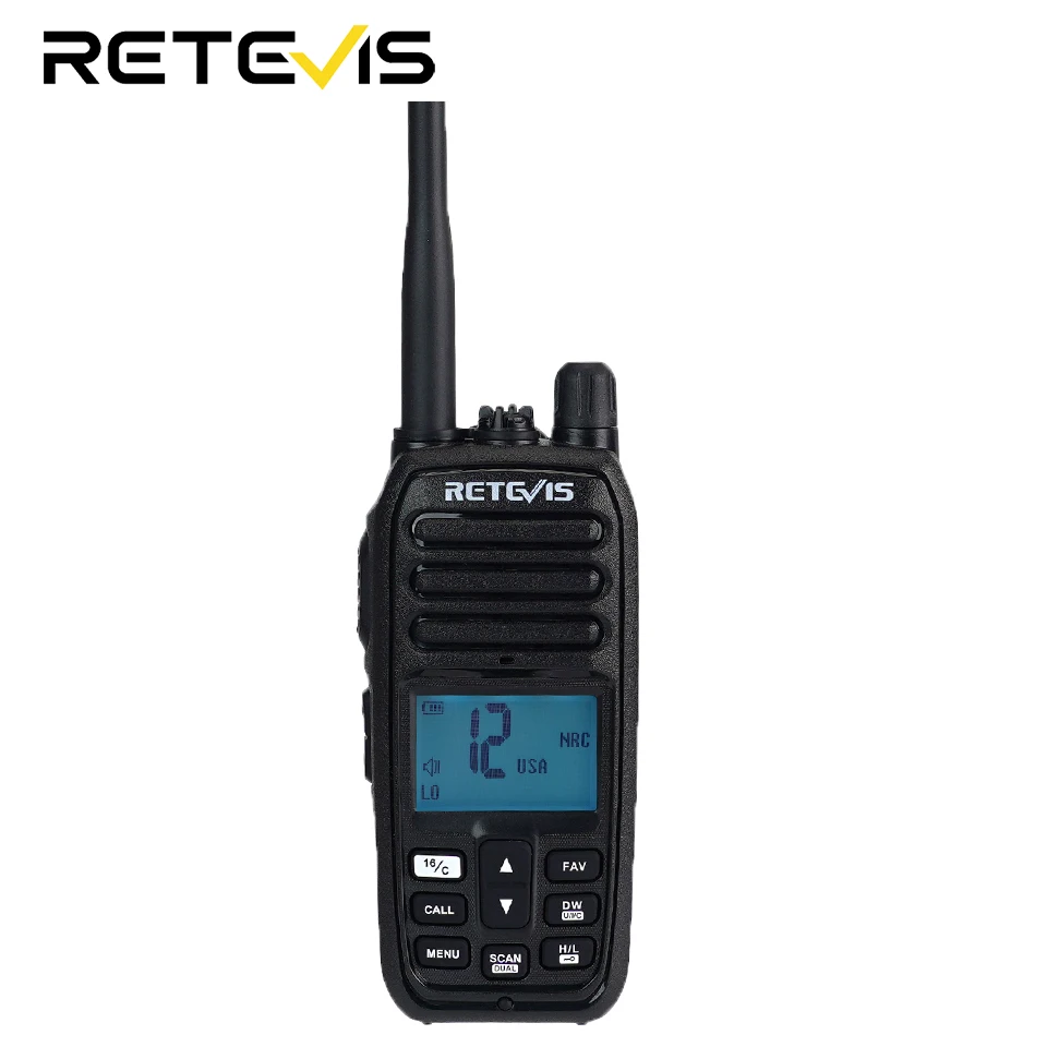 Retevis RM21 VHF Marinefunkgerät 6W IP67 Wasserdicht Schwimmfähig Tragbar Geräuschunterdrückend LCD-Display Zwei-Wege-Funkgerät für Bootfahren Kajaks Image