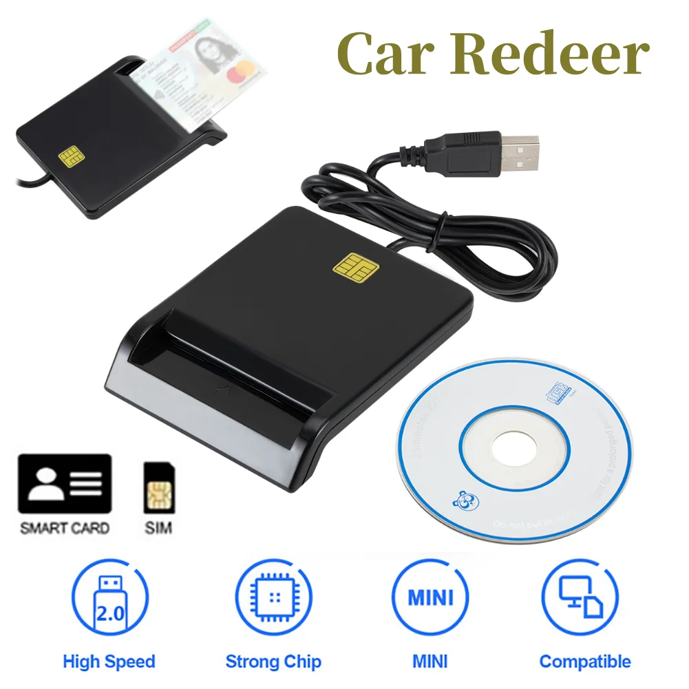 USB 2.0 Smart Card Reader Hochwertige geschickte Herstellung für DNIE ATM CAC IC ID Bank SIM-Karte Windows Linux