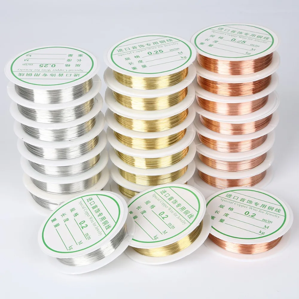 0,25/0,3/0,4/0,5/0,6/0,7/0,8/1mm 1 Rolle Legierung Schnur Silber Gold Farbe Handwerk Perlen Seil Kupfer Drähte Perlen Draht Für DIY Schmuck