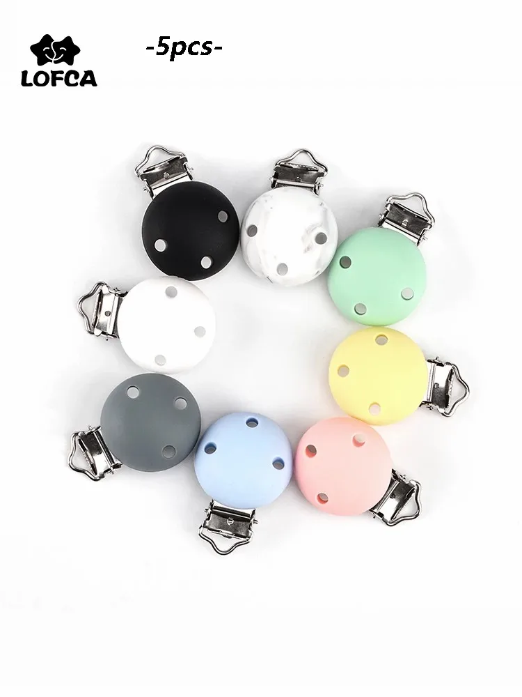 Lofca Silikon-Clip, 5 Stück, Baby-Schnuller für DIY-Schnullerkette, Stillen, Zahnen, Baby-Geschenke, lebensmittelecht, BPA-Baby Image