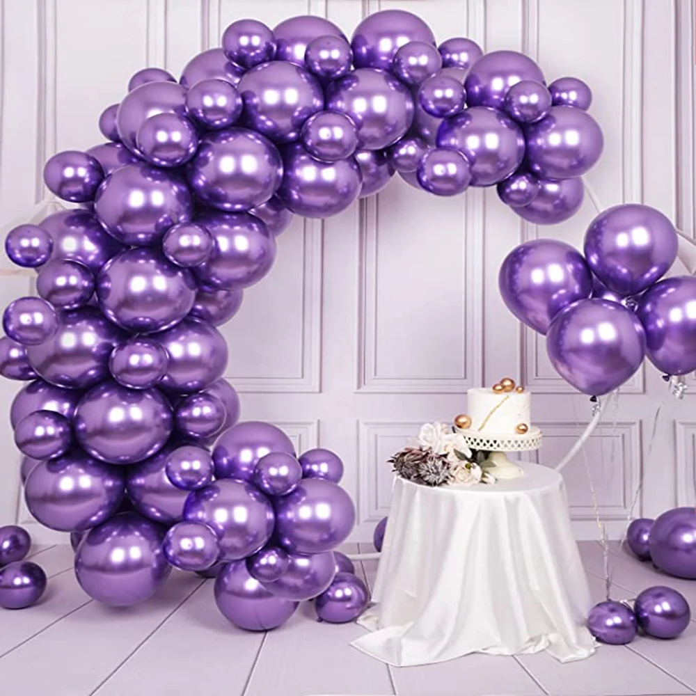 10/20/30 Stück Metallic Lila Chrom Luftballons Braut Hochzeit Helium Globos Abschlussfeier Jahrestag Geburtstag Party Babyparty Dekor Image