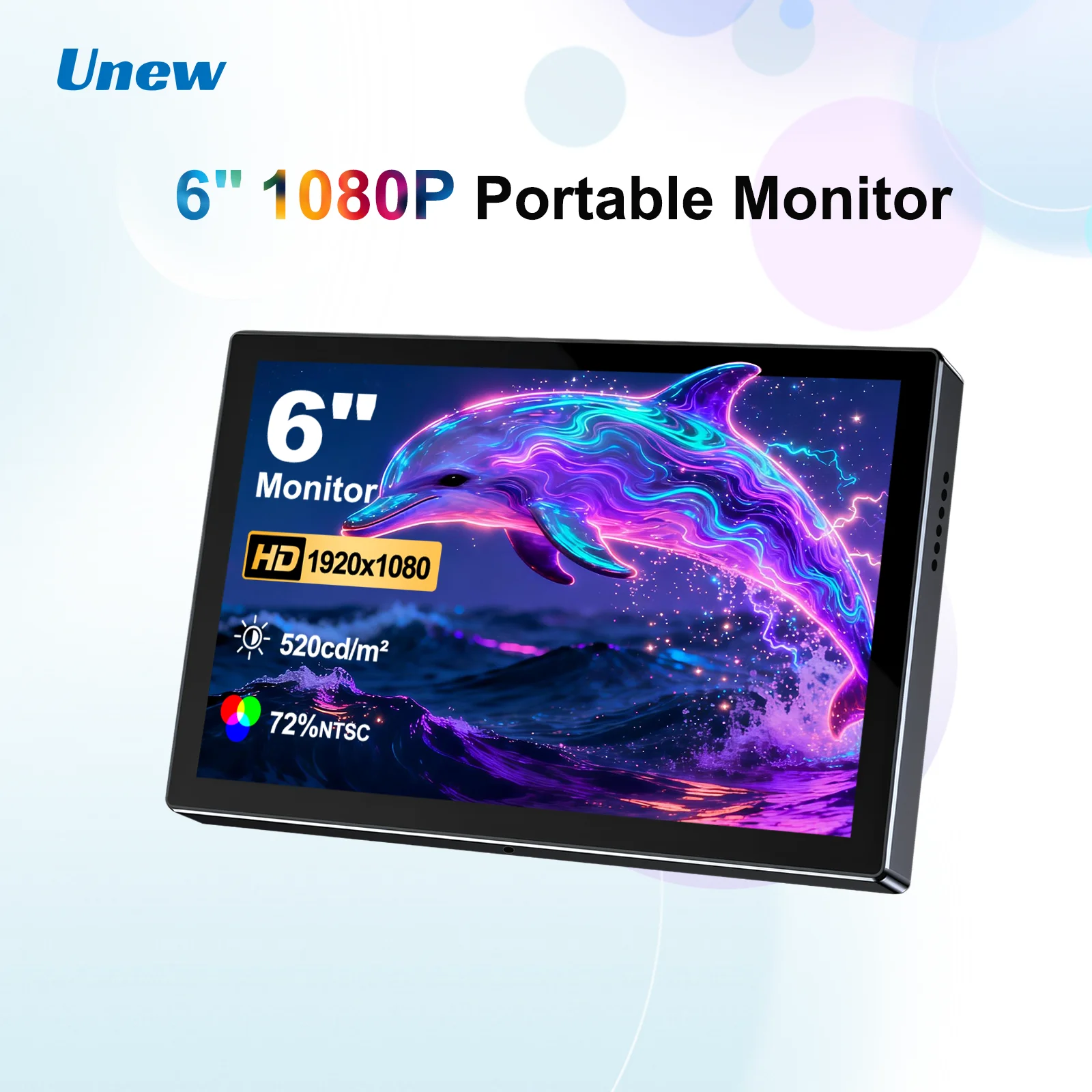 6-Zoll tragbarer Monitor mit 1080P-Auflösung, unterstützt VESA-Installation und ist kompatibel mit Laptops, PS4/5, Xbox und Kameras. Image