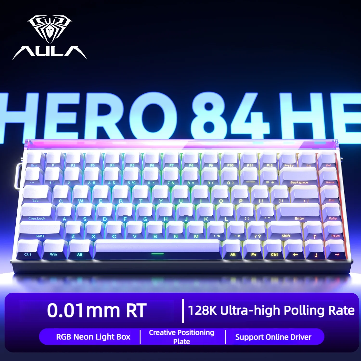 AULA HERO84 8K Magnetische Tastatur 0,01 mm Rapid Trigger Volle Tasten Hot-Swap RGB Hintergrundbeleuchtung für Gaming E-Sport Image