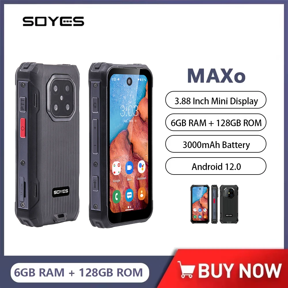 SOYES MAXo Robustes Mini-Smartphone 6 GB + 128 GB 3,88 Zoll Octa-Core Android 12 Dual-Karten 4G Mini-Handys 3000 mAh Taschenlampe Image