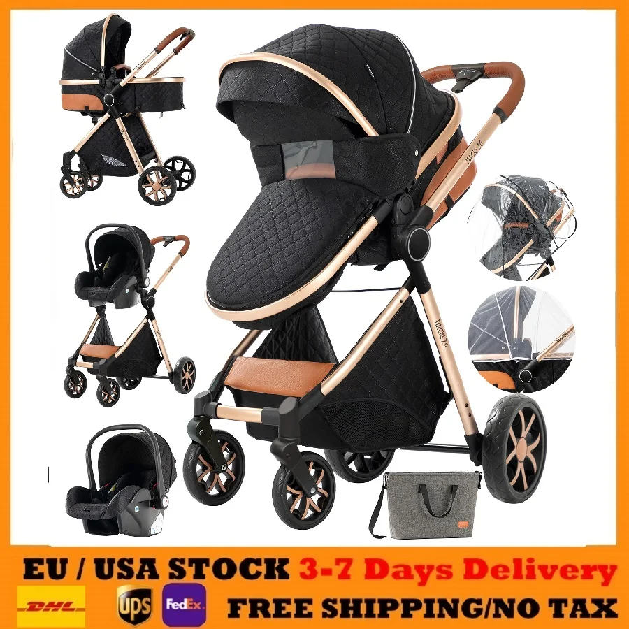 Leichter Kinderwagen 3-in-1-Kinderwagen für Neugeborene, Kinderwagen, Kinderwagen 3-in-1-Babywagen für Reisen mit Allrad-Kinderwagen