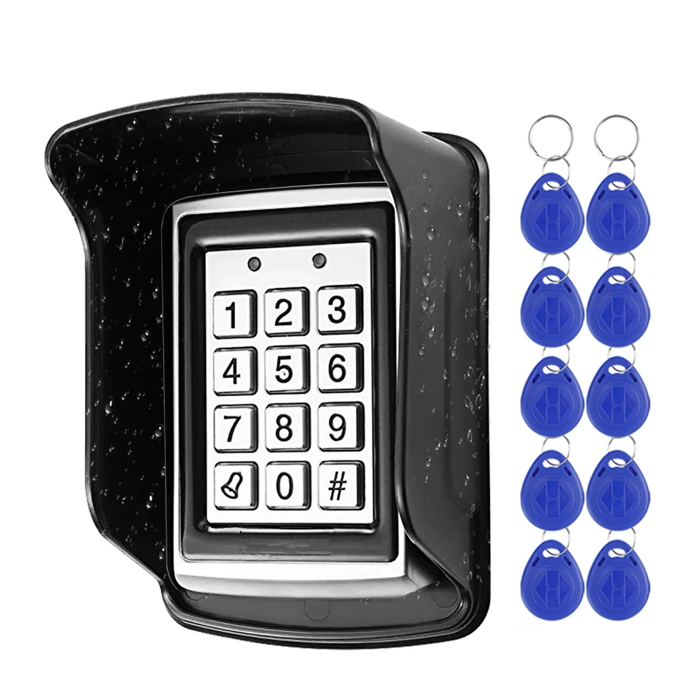 RFID Metall Access Control Tastatur Wasserdichte Regenschutz Outdoor Türöffner Elektronische Schloss System 10 stücke EM4100 Schlüsselanhänger Image