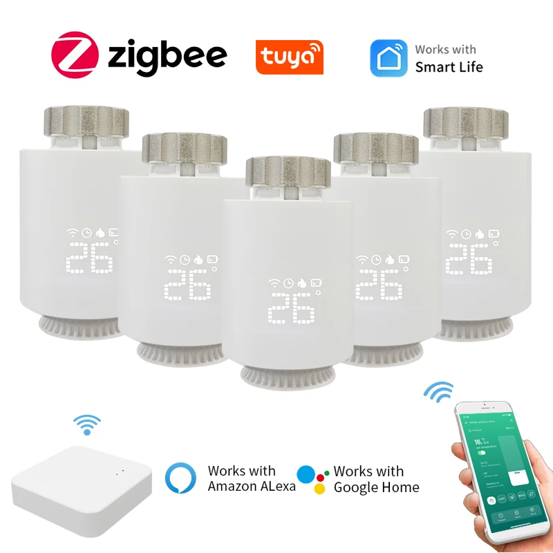 Tuya Smart ZigBee 3,0 Thermostatventil TRV Zigbee Thermostat Heizkörperventil Temperaturregler Alexa Google Hause Image