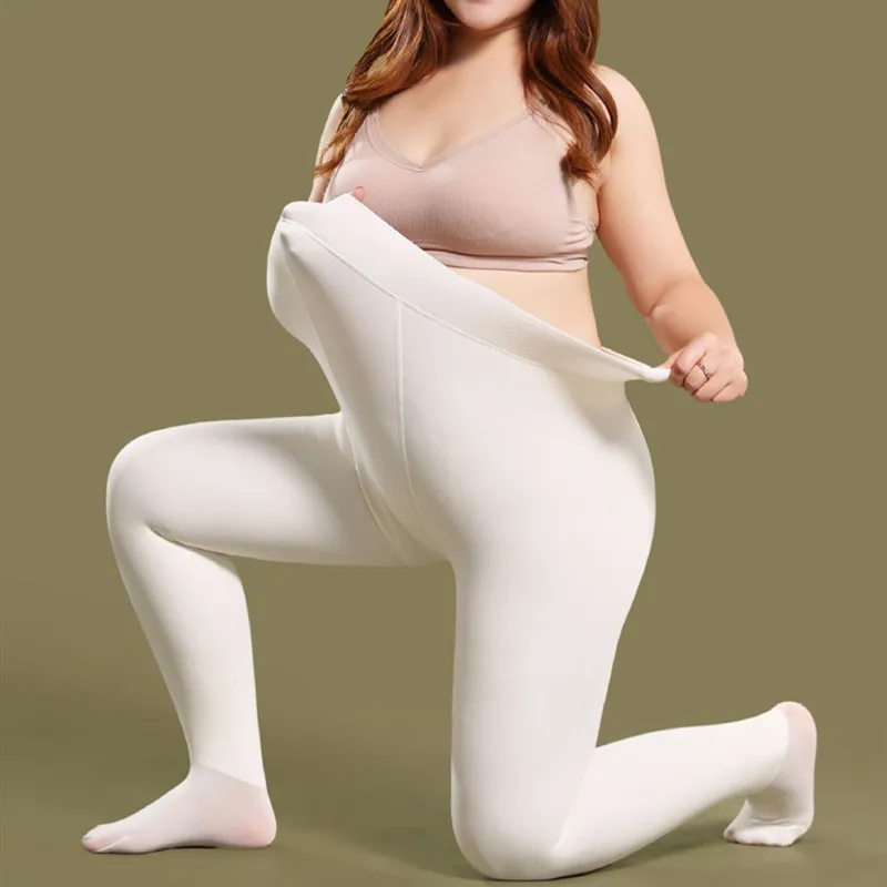 200D Plus Größe Warme Strumpfhosen Frauen Fleece Strumpfhosen Tanz Ballett Frau Dicke Warme Stretchy Strumpf Weibliche Weiße Strumpfhosen Mädchen Image