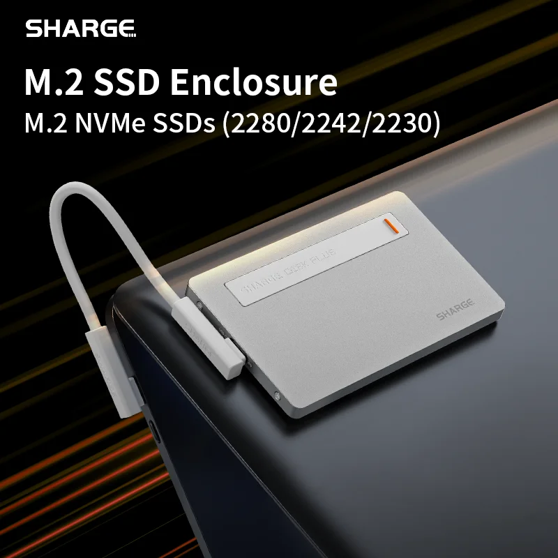SHARGE Disk plus M.2 NVMe SSD-Gehäuse Kleines externes SSD-Gehäuse 10 Gbit/s USB C 3.2 Gen2 100 W PD für MacBook iPhone16 Steam Deck Image