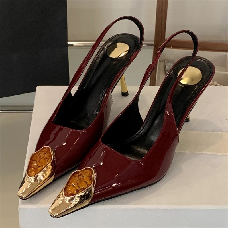Eilyken Street Style Design Inlay Diamanten Frau Pumpen Sandalen Elegante Sexy Dünne Fersen Spitz Bankett Prom Pumps Schuhe Image