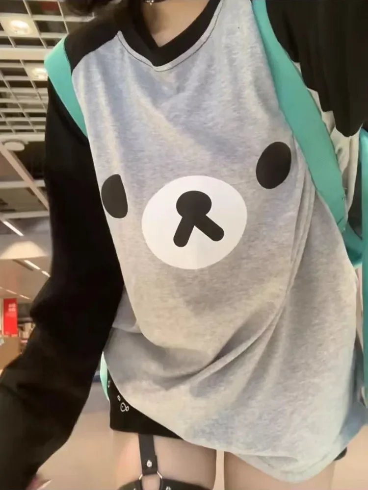 Deeptown Kawaii Anime Damen T-Shirts Übergröße Niedlich Japanisch Harajuku Lolita Stil Langarm T-Shirt Preppy Y2k Grafik Top Mode Image