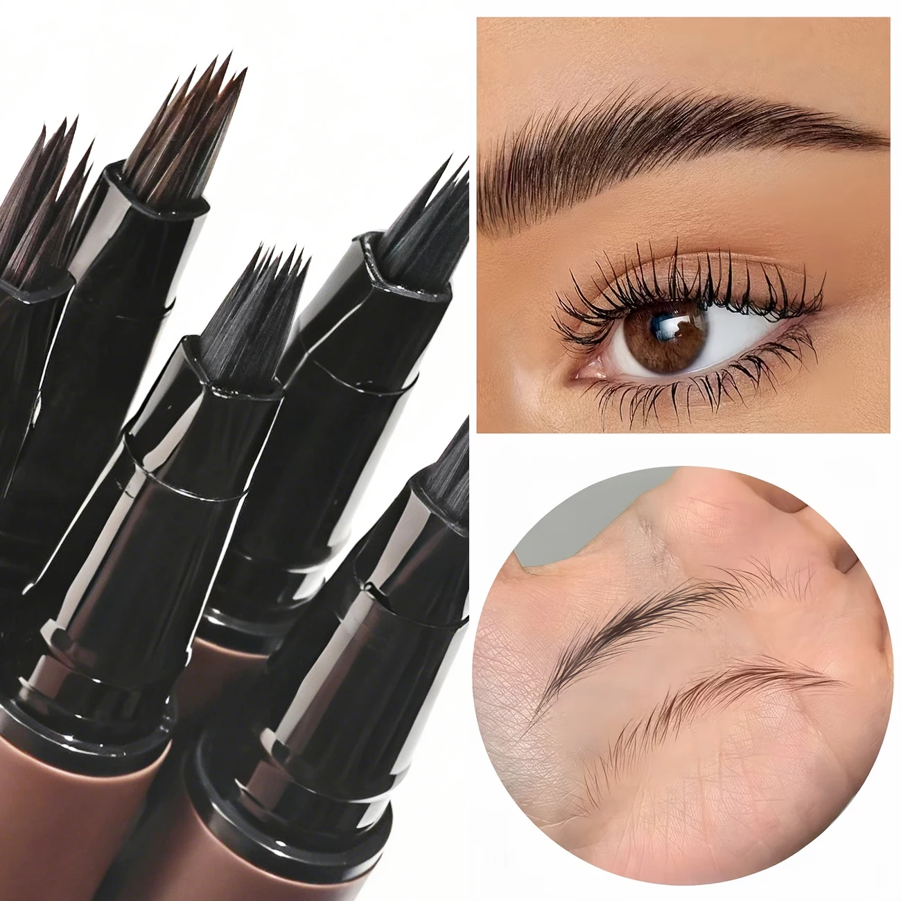 Velvet Wild Augenbrauenstift mit quadratischem, abgewinkeltem Pinsel, multifunktionaler 3D-Brauenfarbstift, wasserfester Augenbrauen-Tint-Stift für Haarlinie, wischfest Image