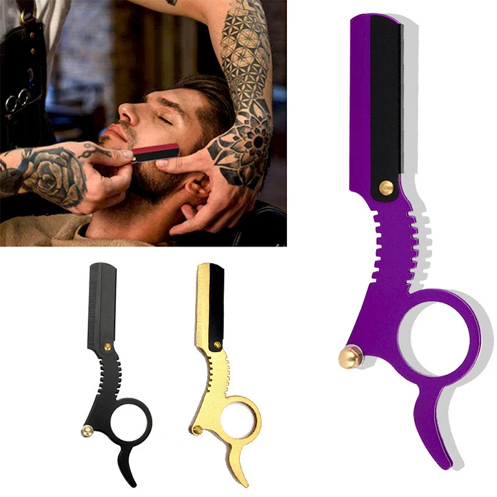 1PC Männer Rasieren Edelstahl Gerade Barber Razor Rand Stahl Bart Rasierer Messer Haar Entfernung Werkzeuge Sicherheit Rasiermesser Image