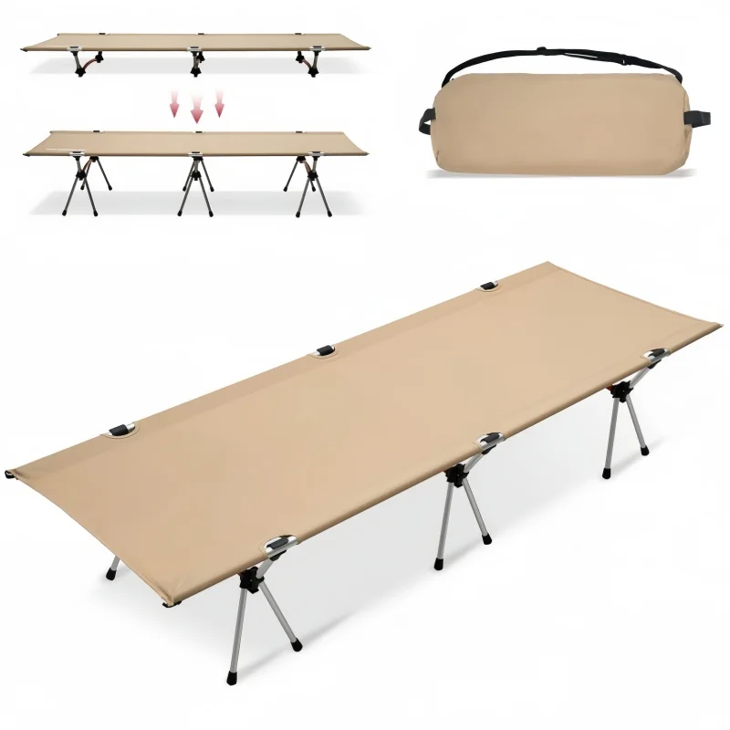 Outdoor Camping Klappbett Tragbares Ultraleichtes Aluminiumlegierungs-Bett Einfach Aufzubauen für Erwachsene Kinder Reisebett