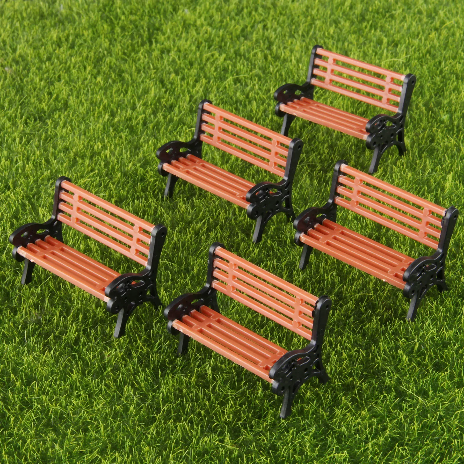 5PCS Modell Park Bank 1:30 Mini Garten Ornament Miniatur Park Bank Handwerk DIY Figuren Landschaft Bank Modell Garten Dekor