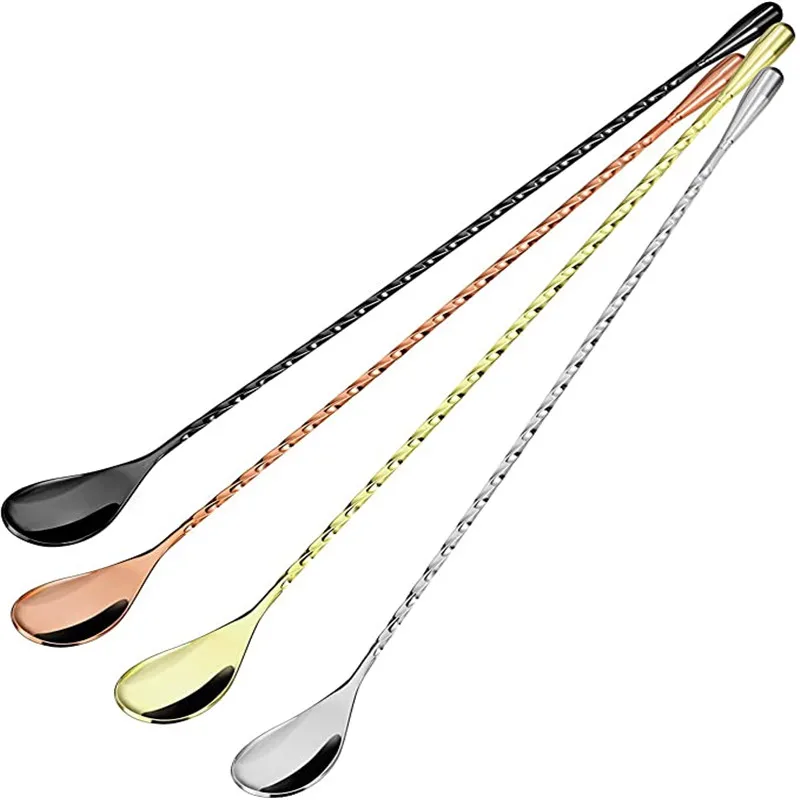 30 cm langer Griff Cocktail-Rührstäbchen Barkeeper Rührstab Löffel Edelstahl Barman Kit Zubehör Whiskey Shaker Bar Küche Image