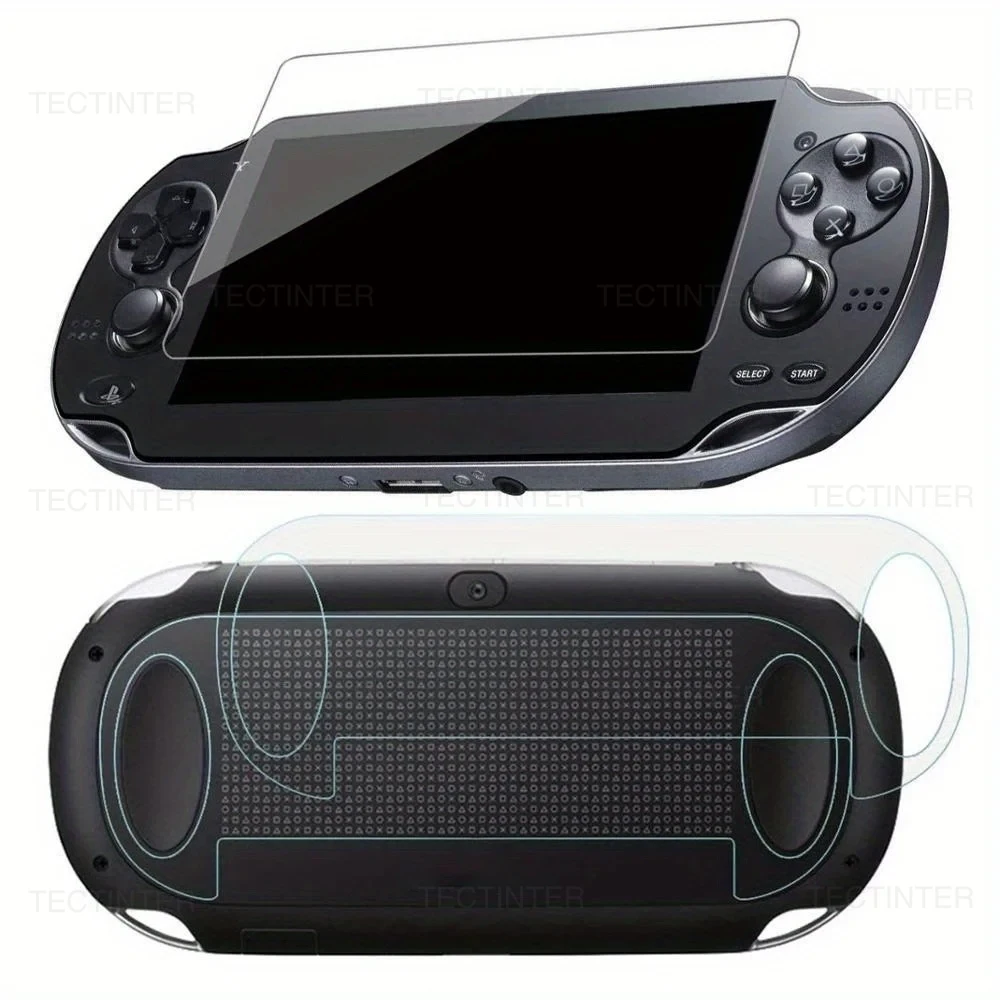 Displayschutzfolie für Sony PS Vita PSV 1000, vorne gehärtetes Glas + hinten, klare Full-HD-Schutzfolie für PSV 2000 Handheld Image