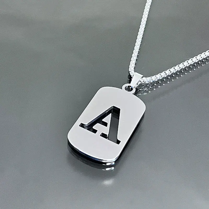 Mode Punk Initial Tag Brief Edelstahl Anhänger Halsketten Für Männer Frauen Großhandel Schmuck lot