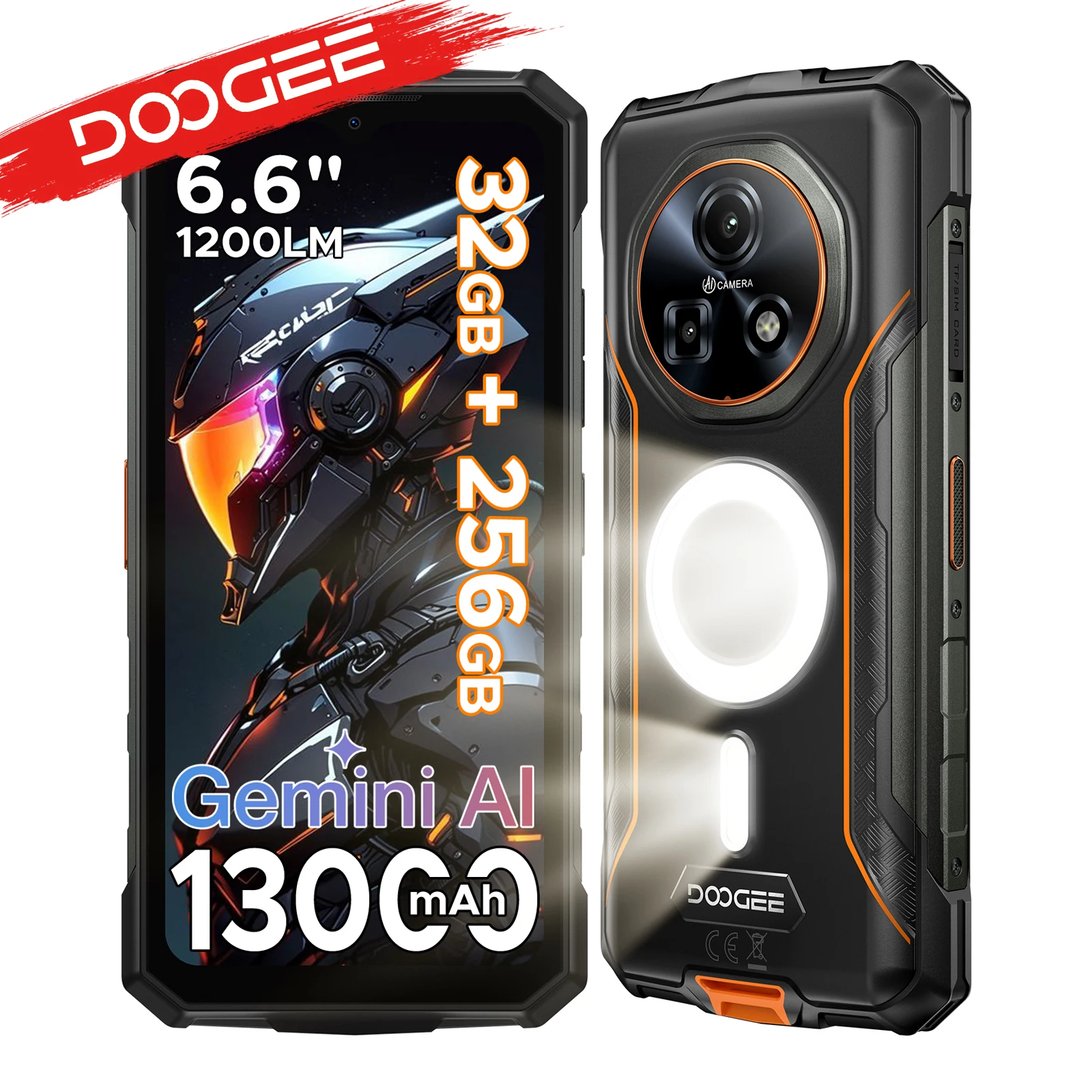 DOOGEE Fire 5 Ultra Robustes Smartphone 32GB 256GB 13000mAh Akku Helio G81 6,6'' HD+ Display 48MP Kamera NFC Android 15 Smartphone