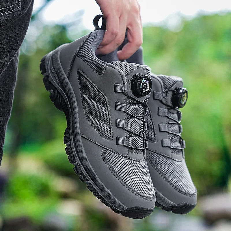 Herren-Outdoor-Sportschuhe für Frühling und Herbst mit drehbarer Schnalle, praktische, bequeme, rutschfeste Wanderschuhe, große Größe 39–48