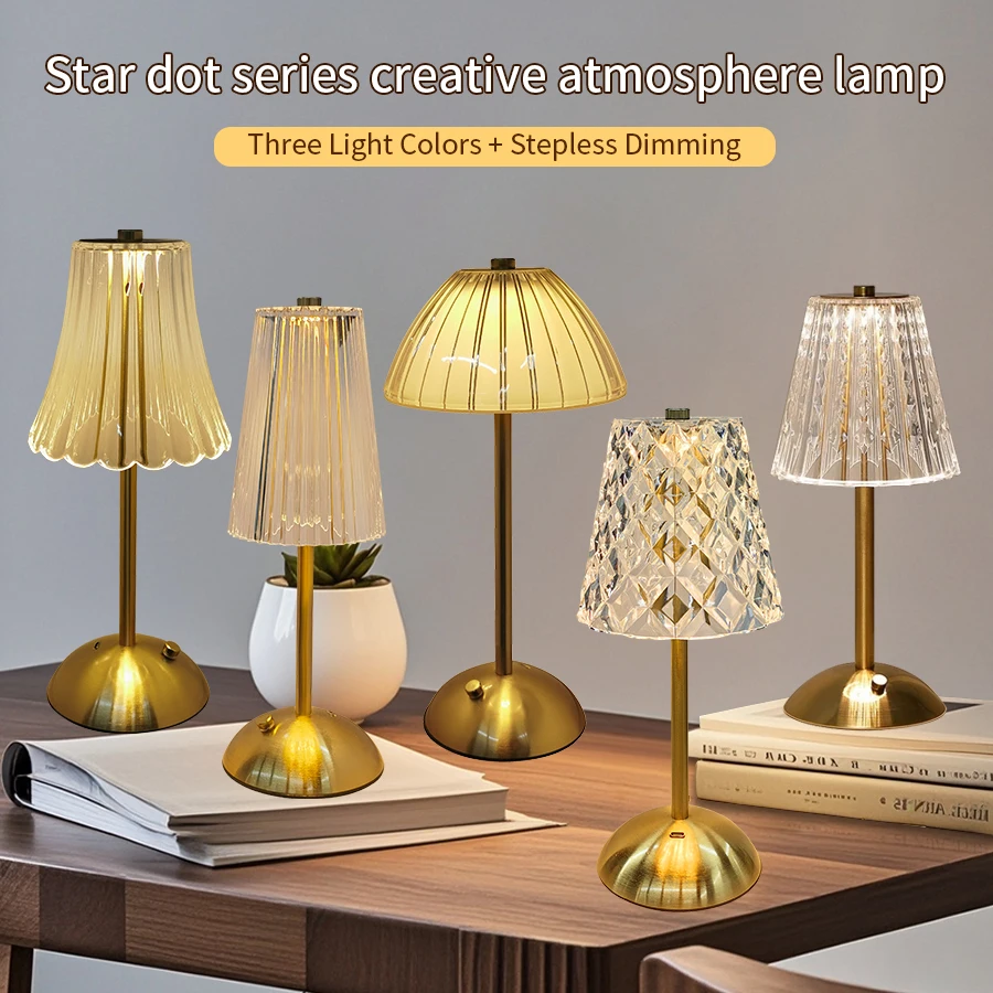 LED-Tischlampe, Touch-Sensor, dimmbar, Desktop-Nachtlicht, wiederaufladbar, kabellose Leselampe für Hotel, Bar, Schlafzimmer, Dekor, Licht