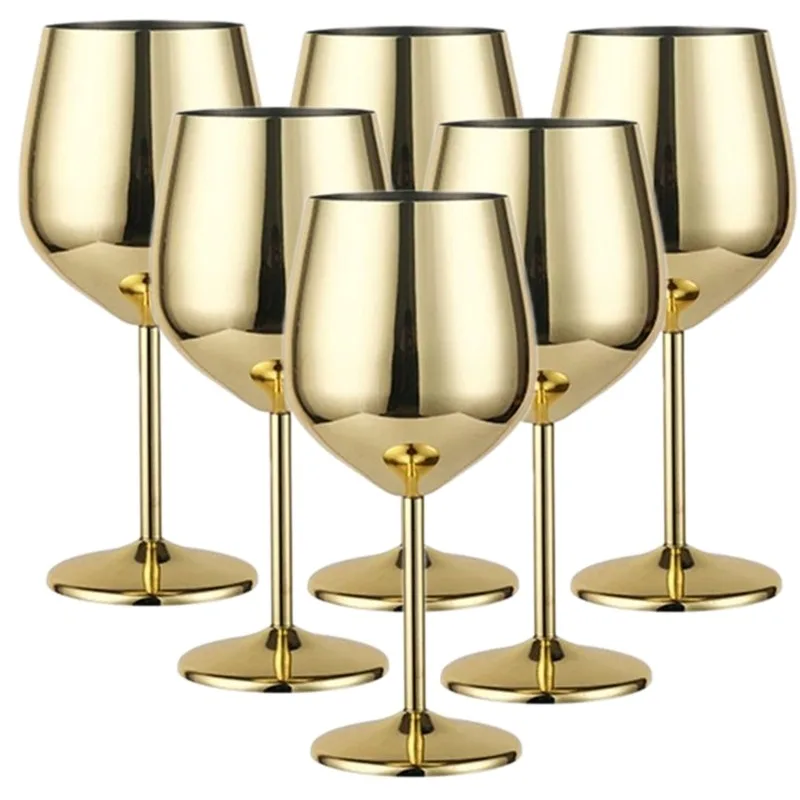 6PCS Edelstahl Glas Cocktail Kreative Metall Wein Glas Bar Restaurant Champagner Rotwein Glas Drink Bar