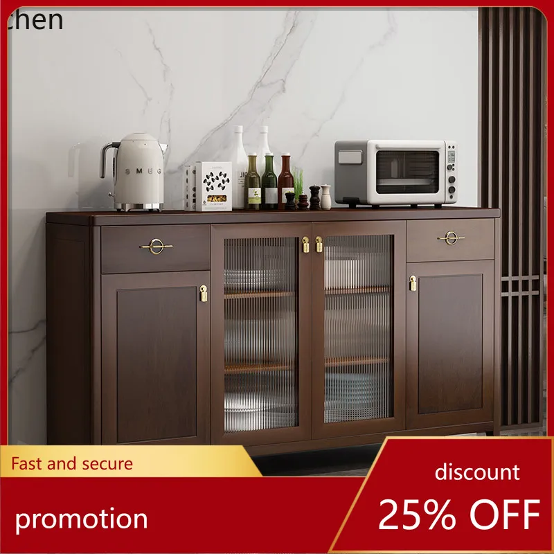 HT Esszimmer-Weinschrank aus massivem Holz an der Wand, Wohnzimmer, integrierter Stauraum, Heimküche, schwarzes Walnussholz