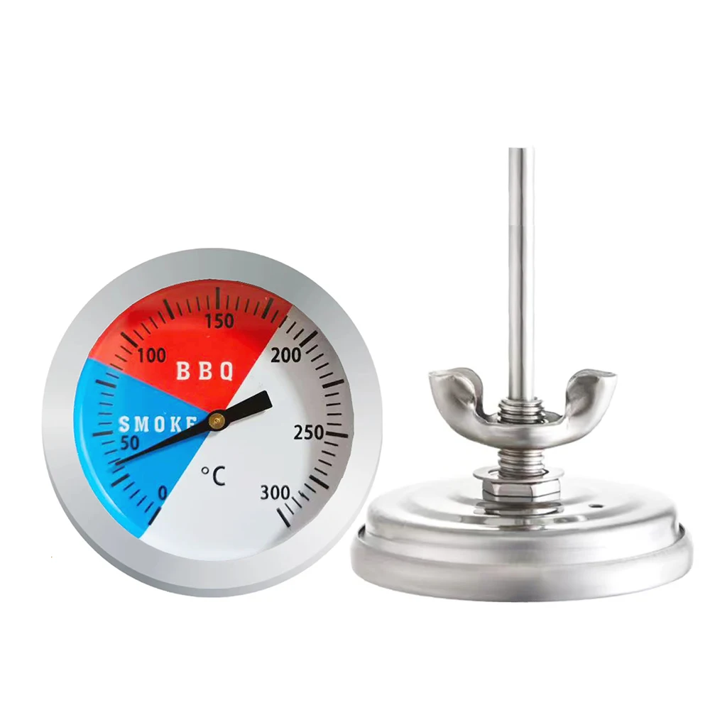 0-300 Celsius Grillthermometer Ofen Edelstahl Grill Holzkohleraucher Temperaturanzeige Pizza Thermometer für BBQ Fleisch Image